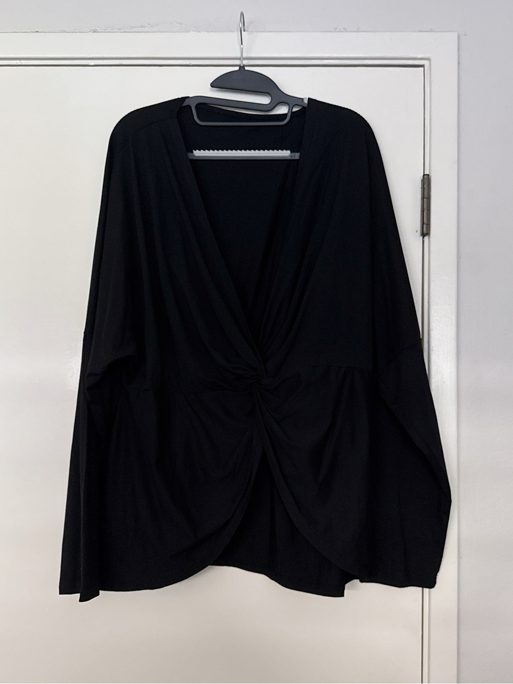 Black Twist-Front Long Sleeve Top